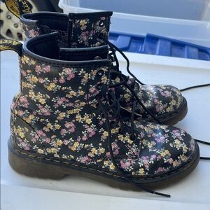 Dr. Martens Black Floral Kids Boots